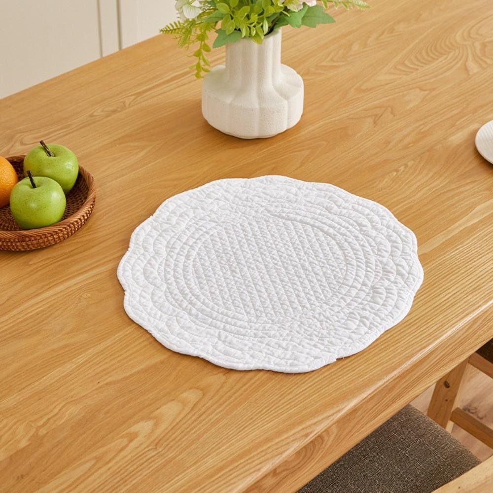 Scalloped Edge Quilted Placemats Washable Dining Placemats Gifts Round Placemats  Table Mats