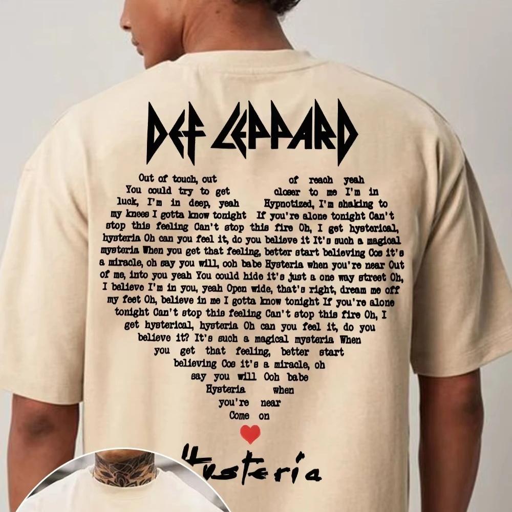 2026 Unisex Clothing Cotton Normcore Tshirt Def Leppard Band Hipster Retro Streetwear Unisex Fashion Oversized Women's Casual Shirt