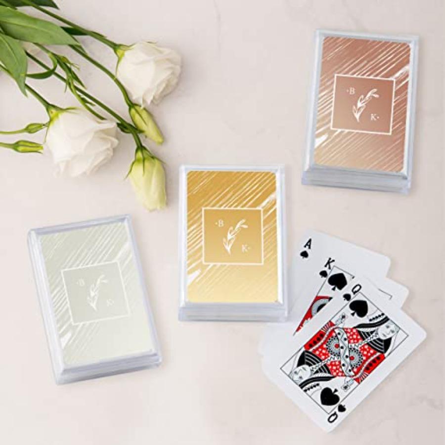 

Customizable Metallic Printed Playing Cards with Rustic Monogram Design for Special Events and Personalized Gifts Pack of 30 Ca United States