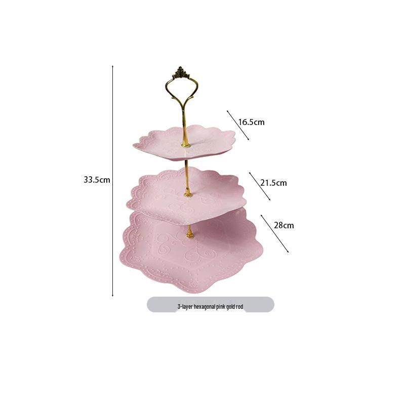 Trzypoziomowy europejski stojak na ciasto do popołudniowej herbaty - Kreatywna wielowarstwowa plastikowa taca na desery i talerz na owoce