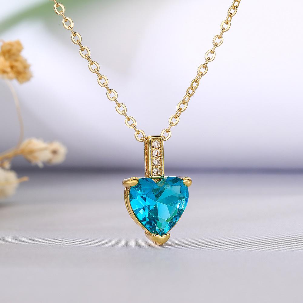 Mafisar Non-Fading Gold Color 316L Stainless Steel Party Jewelry Shiny AAA CZ Zircon Heart Pendants Necklaces For Women