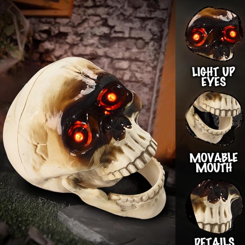 Animated Halloween Decorations Animated Skull Hanging Decorations Scary Haunted Houses Decors for Lawn Yard Decorations