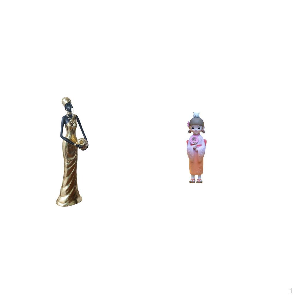 Elegant Tribal Geisha Figurine Lightweight Resin Sculpture Decorative African Asian Lady Statue for