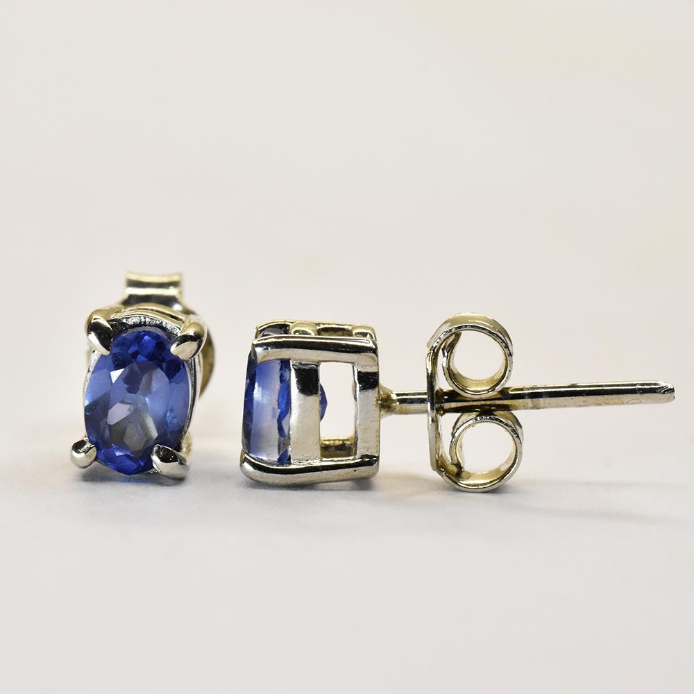 Blue Sapphire NATURAL 9 Ct Stud 925 Sterling Silver Earring Gemstone
