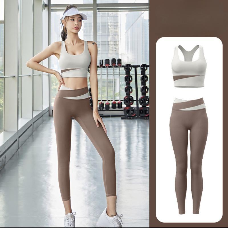 High Waist Yoga Pants for Women Butt Lifting Workout Leggings Slim Fit Sports Outfit 2 Piece Sets Tights