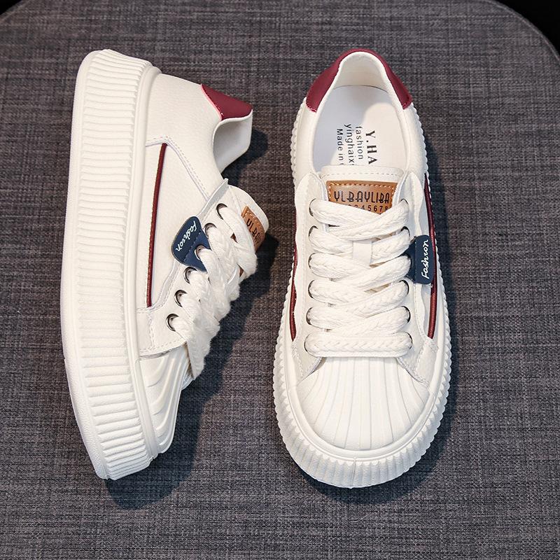 Thick Bottom Breathable White Women's Shoes Women's Summer Autumn New Versatile Muffin Casual Sports Skate Shoes