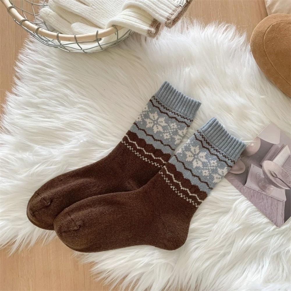 Thickened Christmas Socks Retro Fair Isle Floor Socks Fashion Warm Wool Socks  for Men And Women