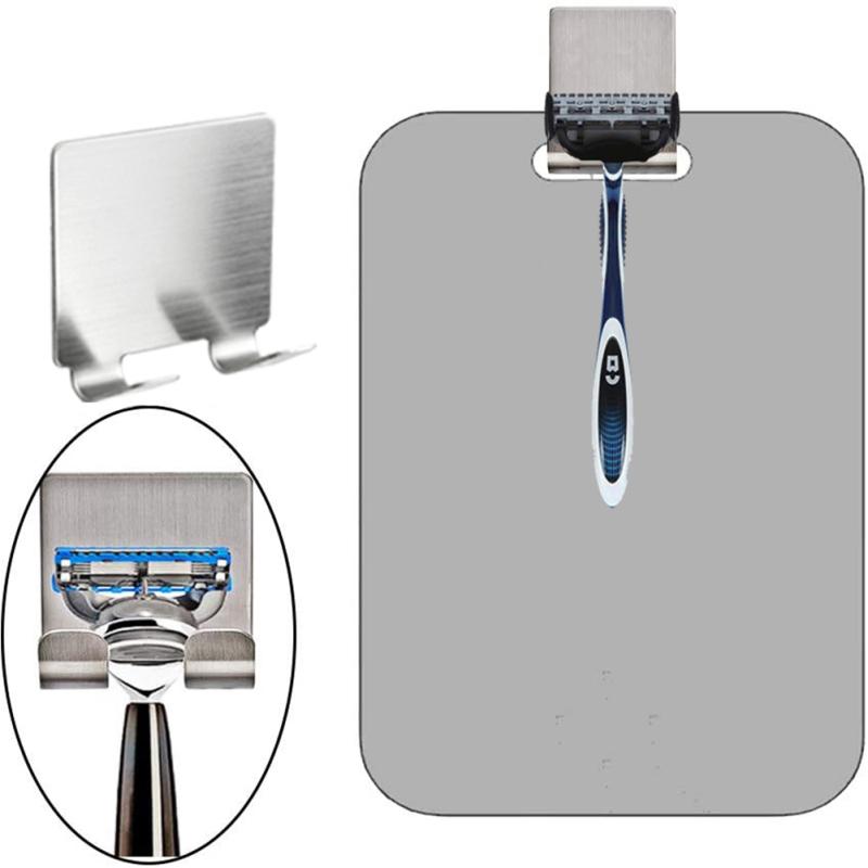 Large-size Fogless Shower Mirror Set With Stainless Steel Razor Holder Rounded Corner Design
