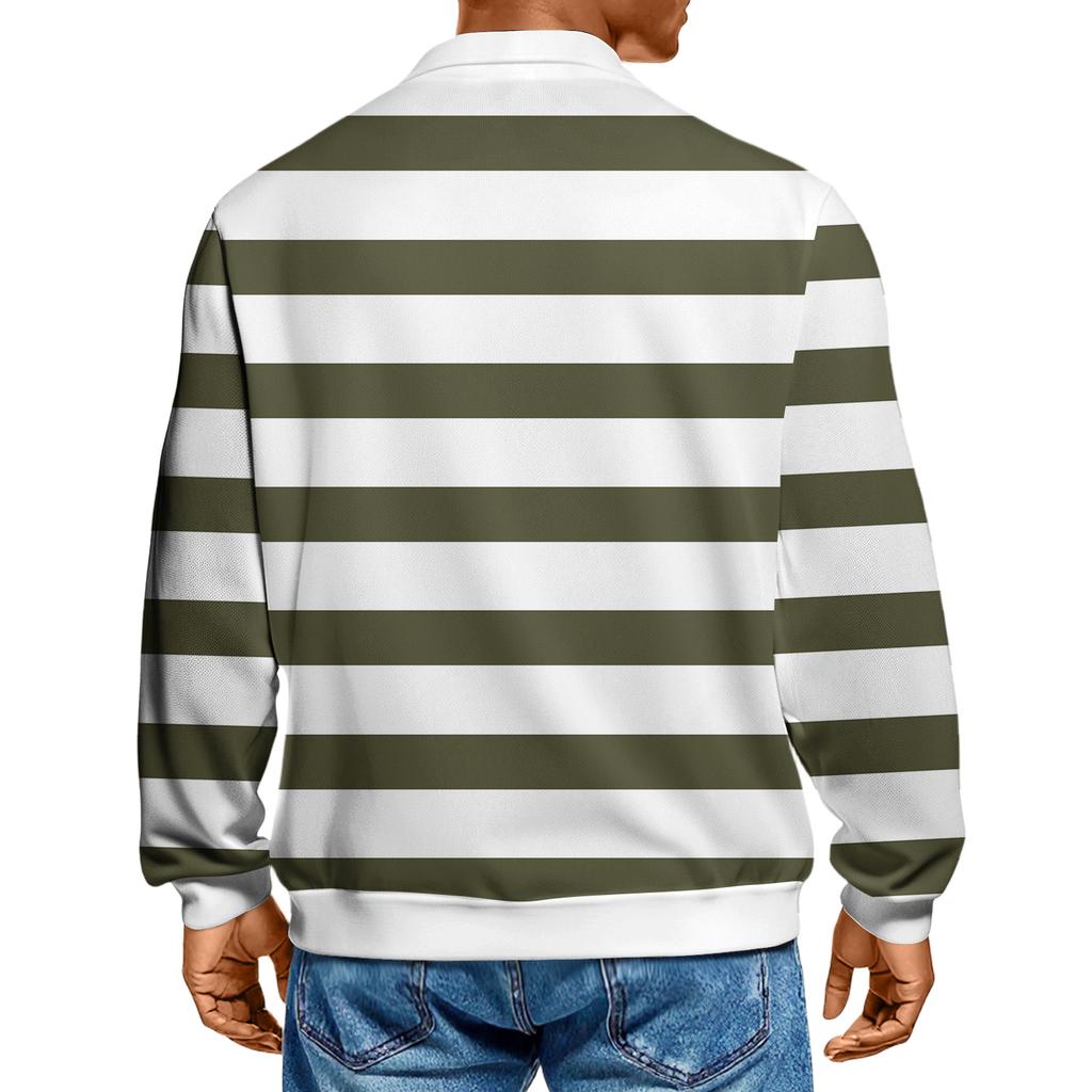 Pánské ležérní módní tištěné klopové pletené spodní tričko s dlouhým rukávem