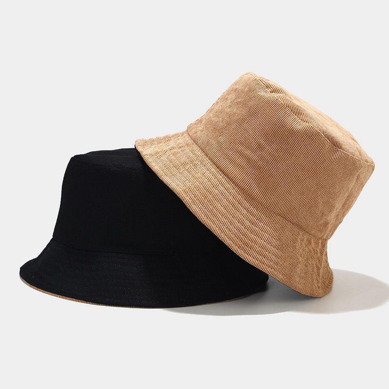 Fall Winter Reversible Corduroy Fisherman Cap With Sunshade For Casual Wear
