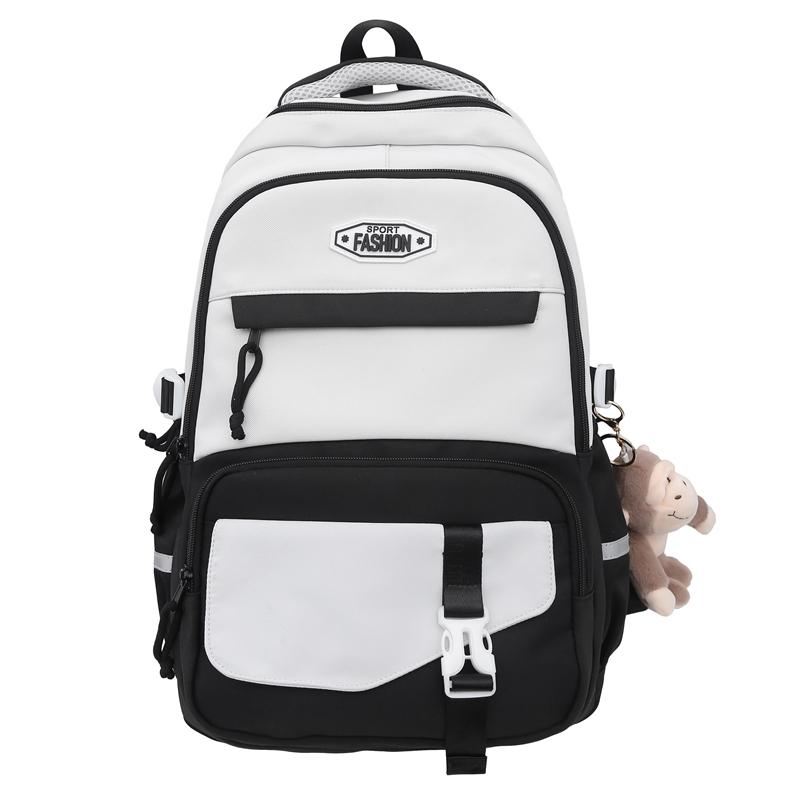Women Large Capacity Schoolbag Campus Color Block Backpack Multi-Compartment Student Travel Backpack