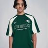 Reebok Loose Knit Letter Print Color Block Short Sleeve Raglan T-Shirt Unisex Tops Dark-Green 24SRM415UGL1