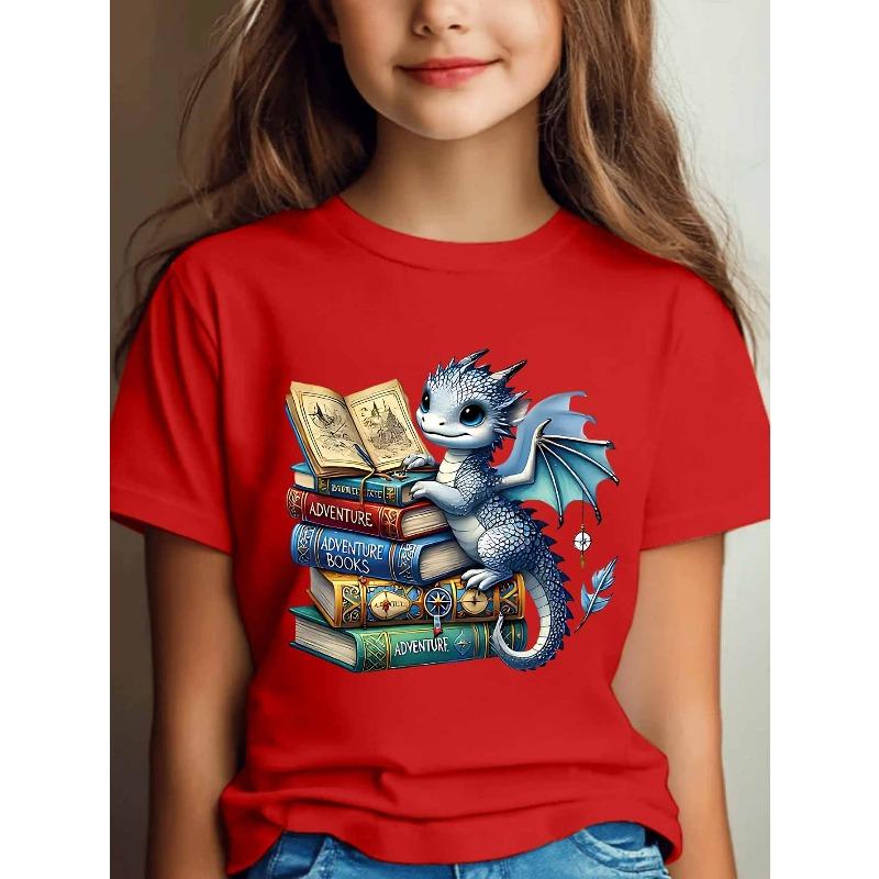 Girls Crewneck Short Sleeve Tee, Cool Halloween Element Print Comfort Casual Sport Top for Teens