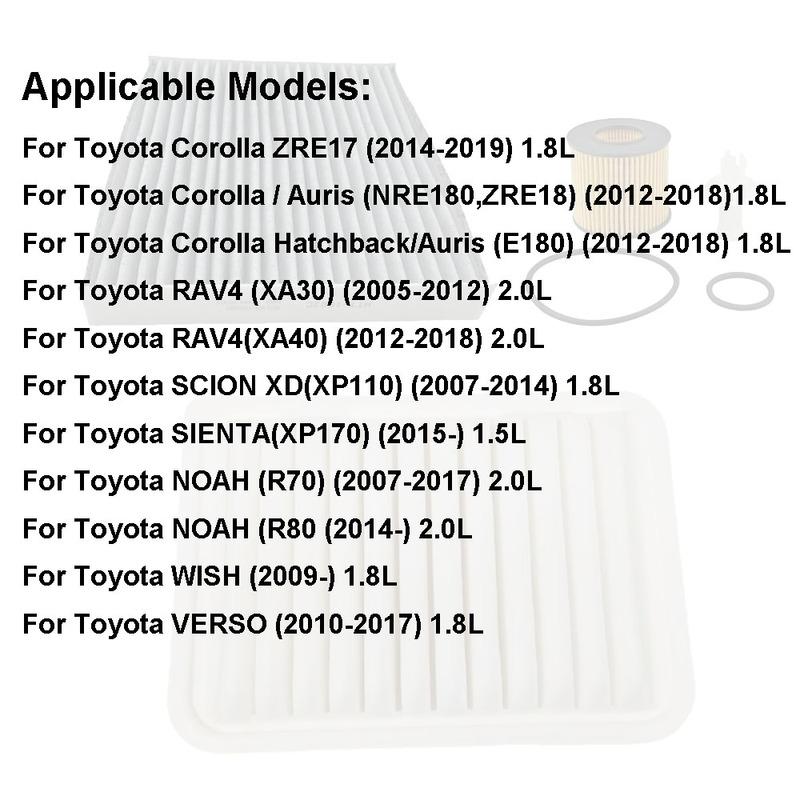 3pcs Filter Set For Toyota Corolla 1.8L 2014- ZRE17 Auris E180/ RAV 4 VERSO Scion XD Noah 2.0 2012 A/C Engine Air Oil Filter
