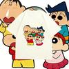 2026 Summer Comic Form Crayon Shinchan Image 100 Cotton Printed Oversize Casual Tshirt Adult Children Parentchild Top y2k