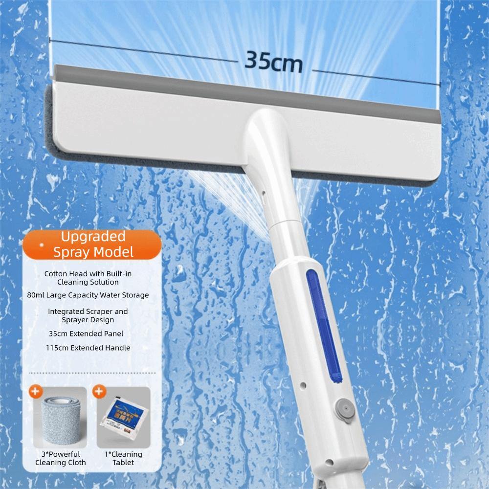 Extended Spray Window Cleaner Double Sided Glass Squeegee Cleaner  Outdoor Glass Clean 35cm