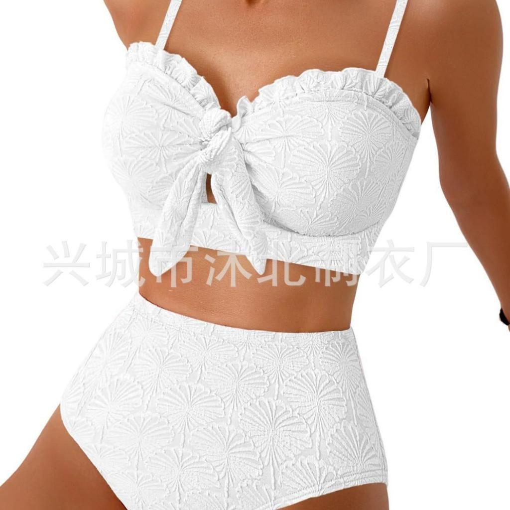 New high waist belly bikini split swimsuit high elastic swimsuit