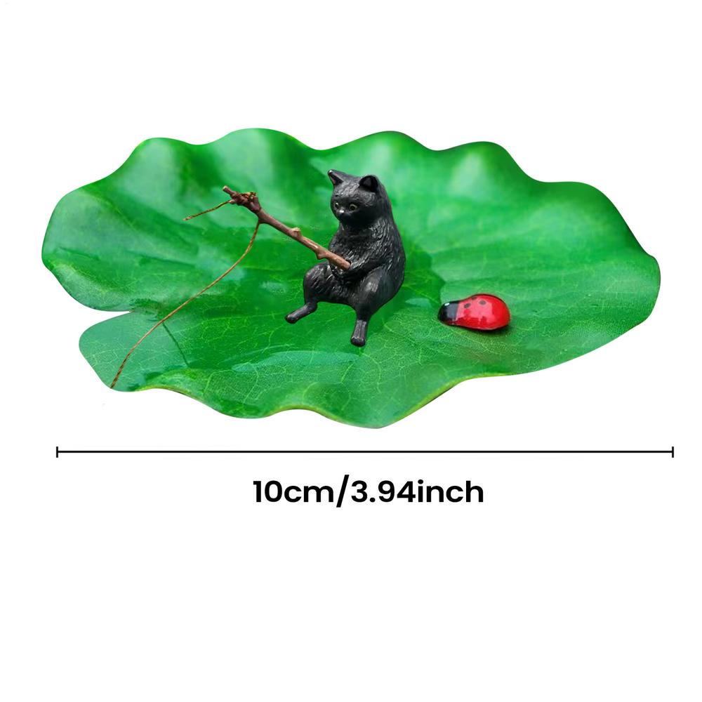 Fish Tank Side Small Resin Cartoon Fishing Cat Kitten Hanging Creative Fun Micro Landscape Office Ornaments Aquarium Decoration
