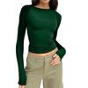 Spring & Fall New Arrival Cross-Border Fashion Round Neck Tight Casual and Comfortable Raglan Long Sleeves T-shirt Pure Color Silm Pullover Base