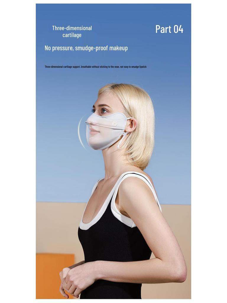 Summer Color Block Gradient Anti-UV Eye Corner Protection 3D Ice Silk Face Mask for Women
