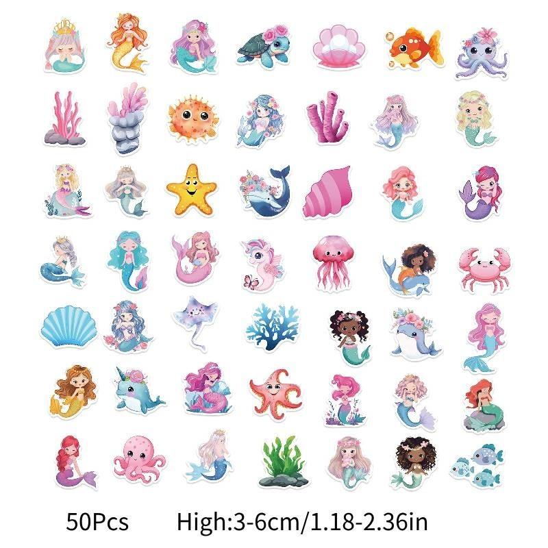 

Lovely Little 50pcs Mermaid Waterproof Decals Guitar Notebook Luggage Stickers