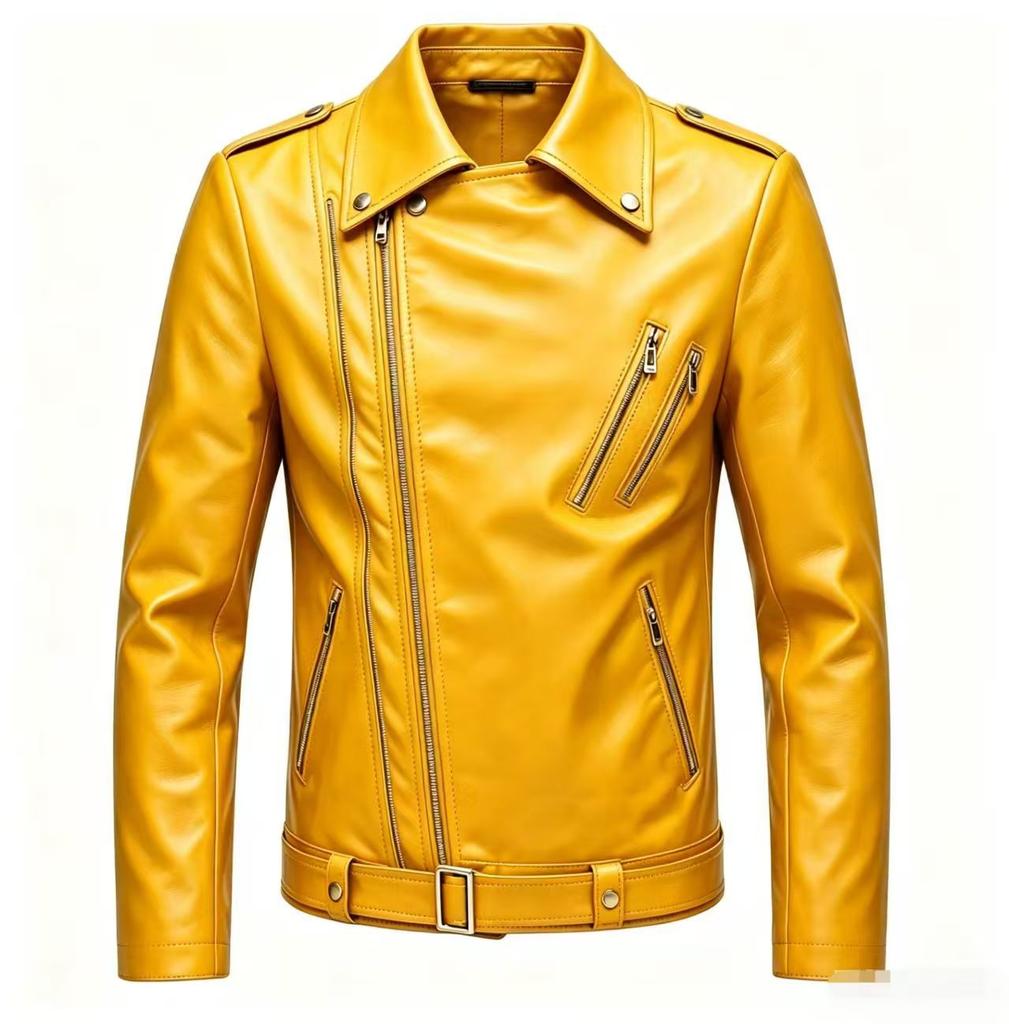 Leather jacket men's spring and autumn explosion leather jacket fashion trend locomotive slim PU leather lapel jacket men's clothing