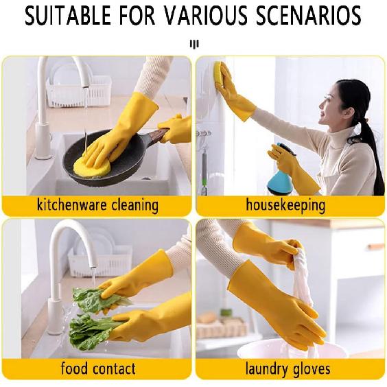 Reusable Dishwashing Latex Gloves, Thickened and wear-resistant, for Kitchen Working Painting Gardening, etc.