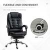 Executive Office Chair, PU Leather Home Office Chair with Swivel Wheels, Reclining Backrest, Retractable Footrest, Black