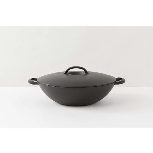 Iwachu Flat All-Purpose Pot (Small), Black Finish, 25cm Inner Diameter, Induction Compatible, Nanbu Ironware, 21066