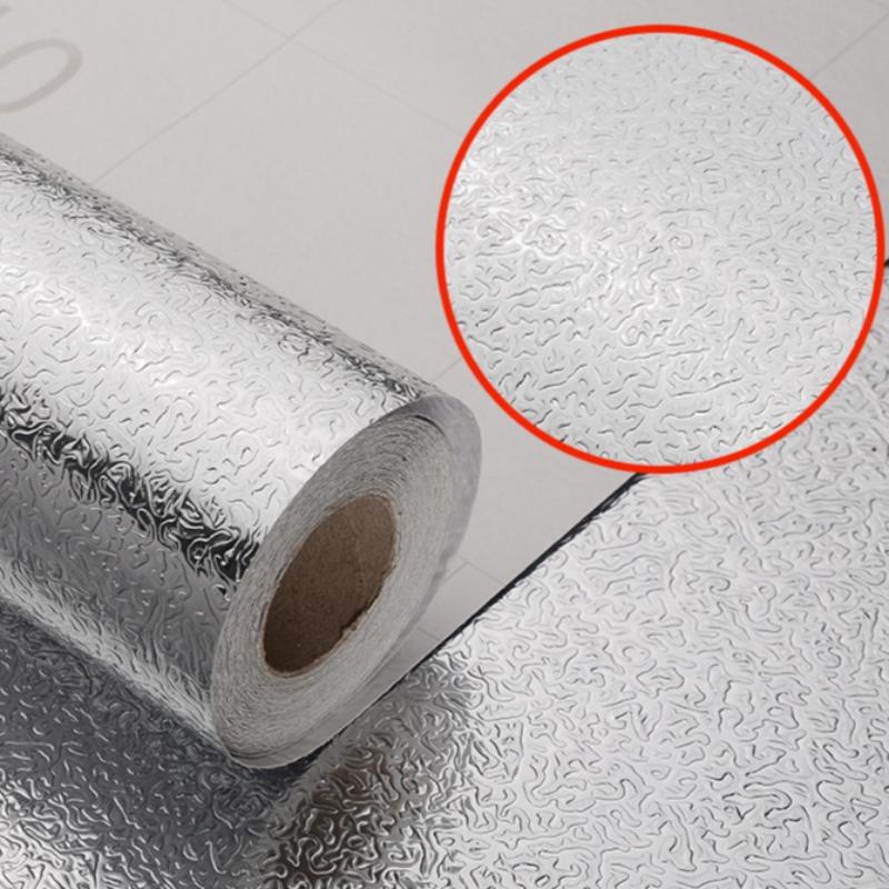 Kitchen Aluminum Foil Sticker, Self Adhesive Oil Proof Waterproof High Temperature Resistant Wallpaper, Cabinet Moisture Proof Protective Film