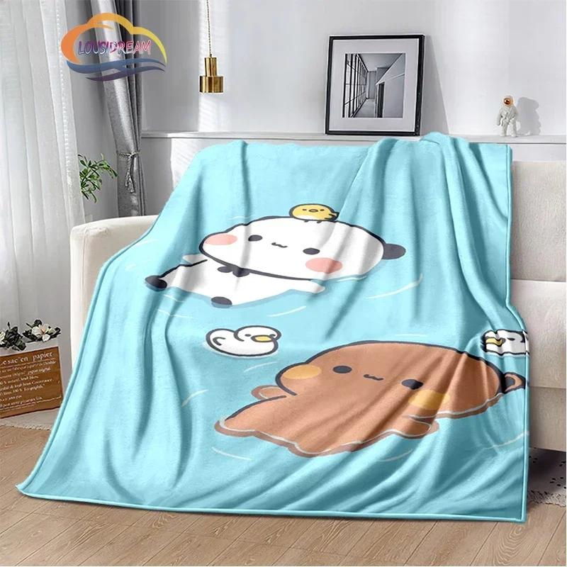 Cartoon Print Bear and Pa Blanket Cute Bubu  Dudu Series  Kids Warm Flannel Soft Comfortable Home Bed