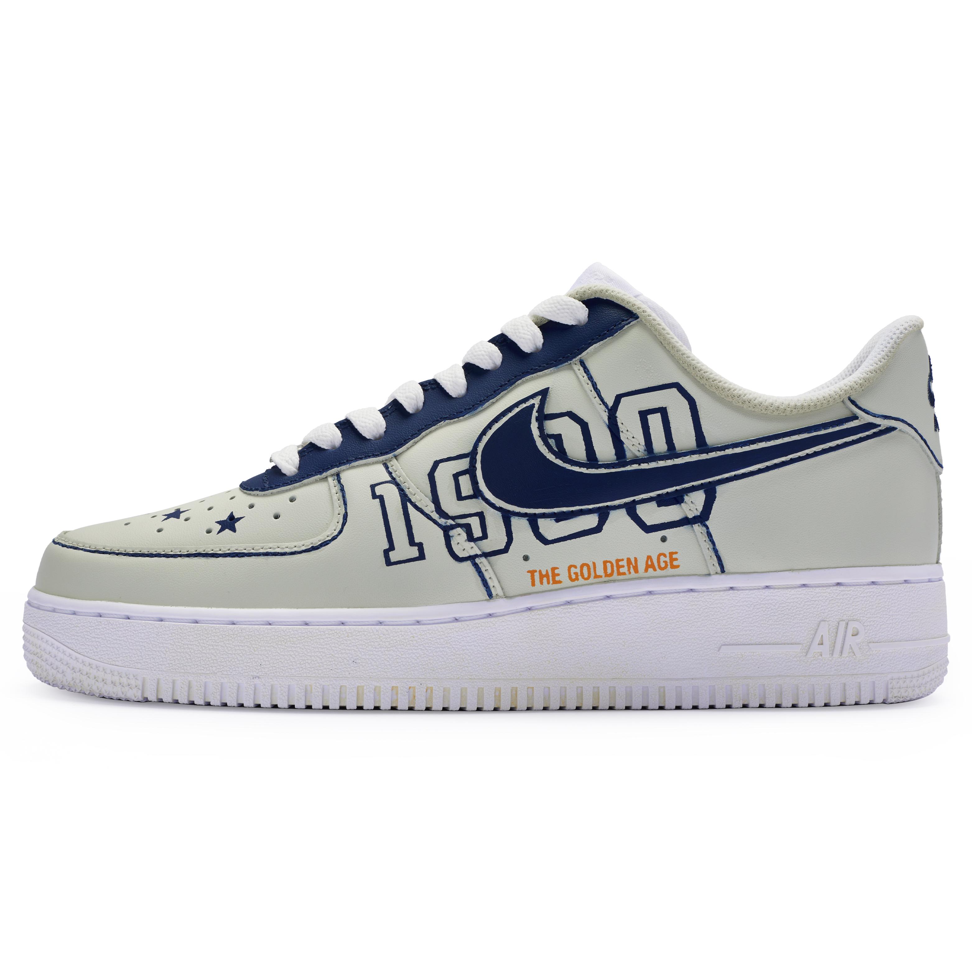

Nike Air Force 1 Slip Resistant Low top Skateboard Shoes Men s Beige White Blue CW2288-111(Team80-) 40