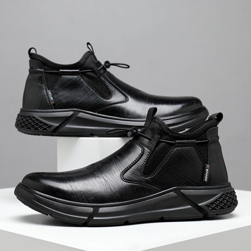 Anti Scalding Black Leather Mens Safety Work Boots Anti Smashing Steel Toe Cap Wear-resistant Construction Men Safety Shoes