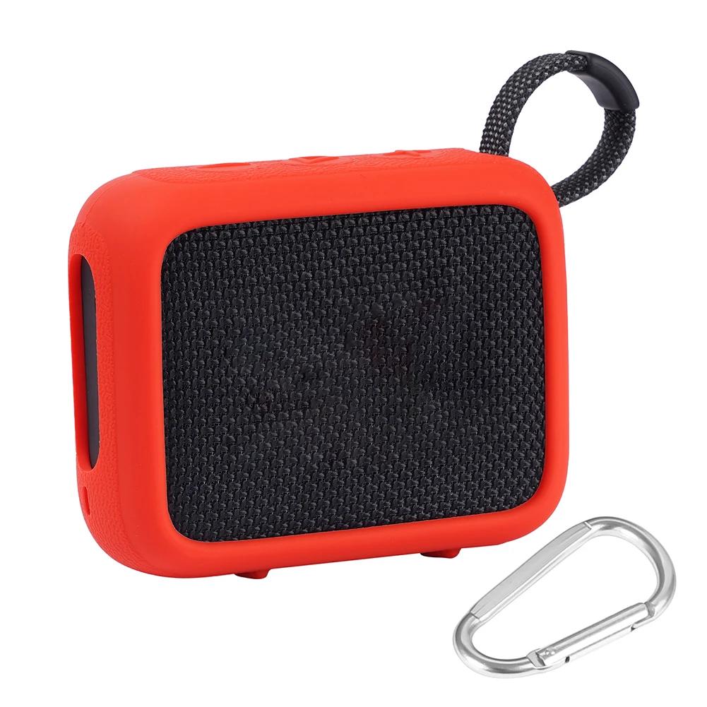 Shockproof Silicone Case for JBL GO 4 Portable Bluetooth Speaker with Carabiner for Travel and Protection