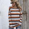 Oversize Women Loose Stripe Sweatshirt Sweater Round Neck Tshirt