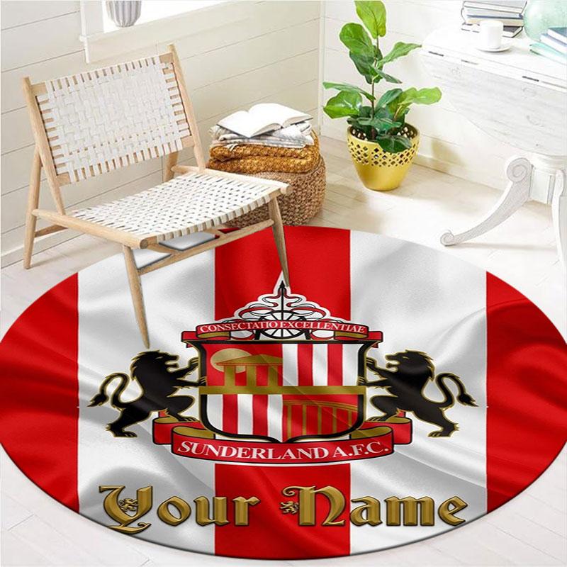 Sunderland A.F Custom Name Round Area Rug,Carpet Rug for Living Room Bedroom Sofa Playroom Decor,Non-slip Floor Mat