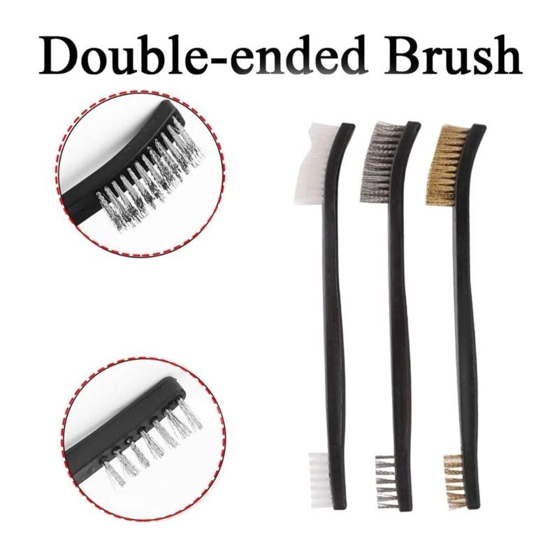 9Pcs Wire Brush Set, Metal Rust Remover Brushes Handy Steel/Nylon/Brass Brush Set for Cleaning Welding Slag and Rust