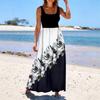 Ladies' floral print summer casual and fashionable sleeveless long dress