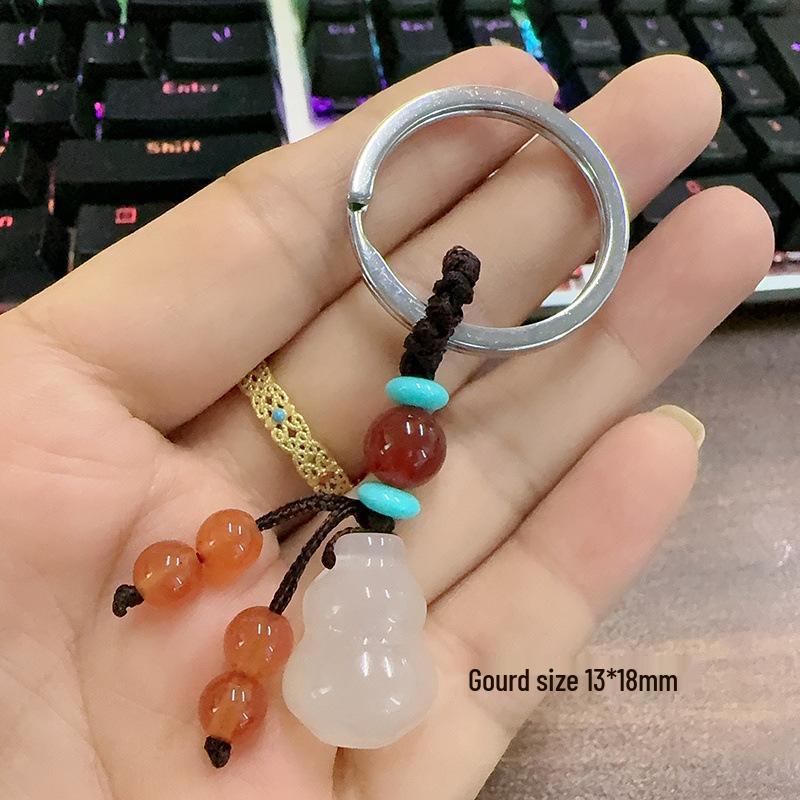 Chalcedony Pixiu Wealth Keychain & Agate Peace Buckle Pendant