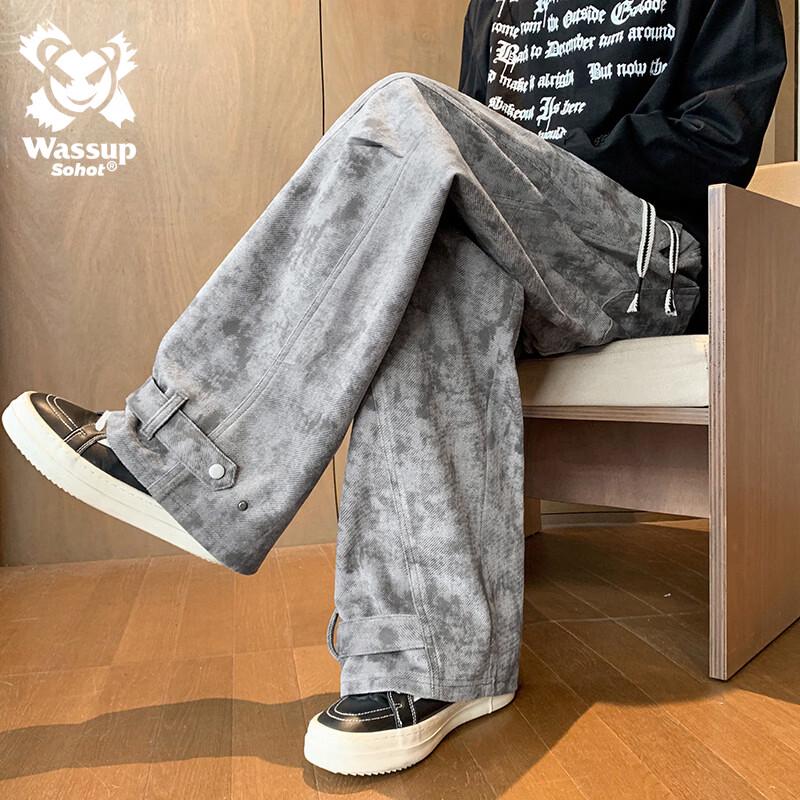 Wassup Sohot Men s Autumn/Winter Loose Wide-Leg Sweatpants 3XL