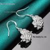 Silver Rose Flower Earrings for Women - West Lake Beauty Collection