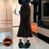 Black gold velvet skirt women's sky velvet thickened high waist and thin medium and long a-word hip-wrapped fishtail skirt