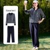 Qianlian Women's Hooded Striped Sweatshirt & Casual Pants Set