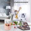 Delicate Heart Shape Makeup Brush Holder 360 Rotating Organizers with Clear Lid Makeup Holder for Vanity