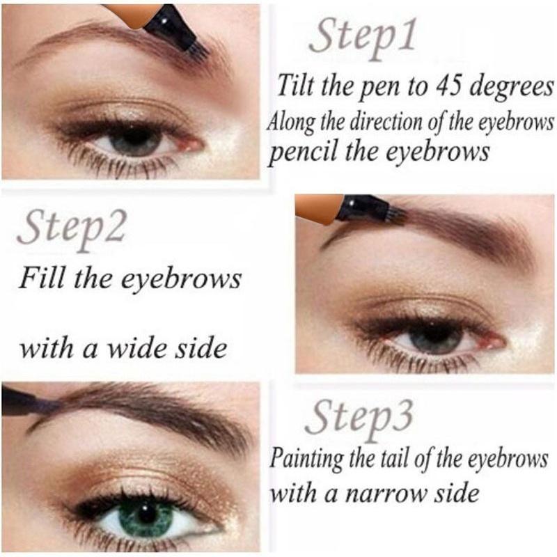Microblading øyenbryn blyantfarge 4 spisser flytende bryn tatoveringspenn 5 farger maling sminke vanntett
