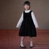 Girls' Black Velvet Princess Vest Dress