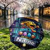 Custom Name Personalized PAC MAN Print Umbrella, Auto Open Close, 8‑Rib Sturdy Frame, Commute Camping Hiking Use, Birthday Gift