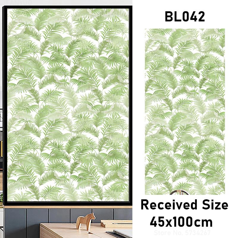 Matte Tropical Plants Flower Animal Window Glass Electrostatic Stickers Decorative Privacy Protection Film Glue Free Removable