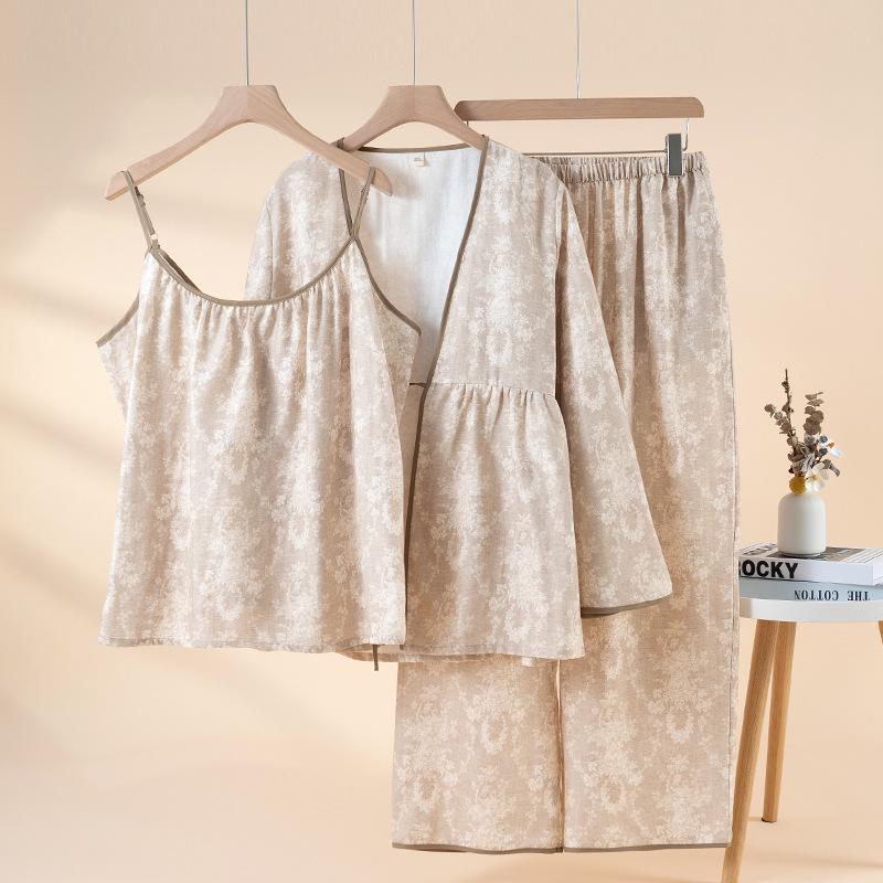 

Spring 2026 Women s Pure Cotton Pajama Set - Long Sleeve Camisole for Indoors & Outdoors Large