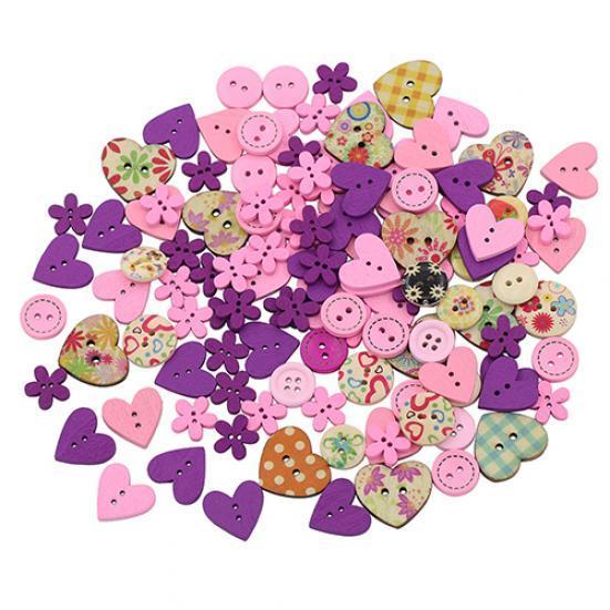 40g Runda Kärlekshjärtan Blandad Design 2 Hål Syknappar DIY Scrapbooking